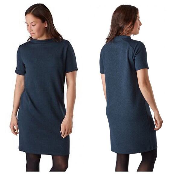 Arc'teryx Dress Laina Knit Fleece Sheath Mock Neck Short Sleeve Blue S - Picture 1 of 10